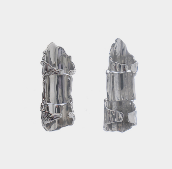sculpted silver open ring with textured finish –Eilliva