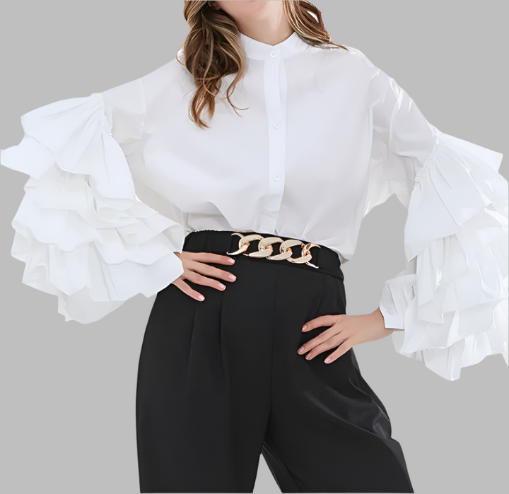 long-sleeve blouse with layered ruffle sleeves - Elspet