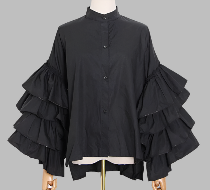 long-sleeve blouse with layered ruffle sleeves - Elspet