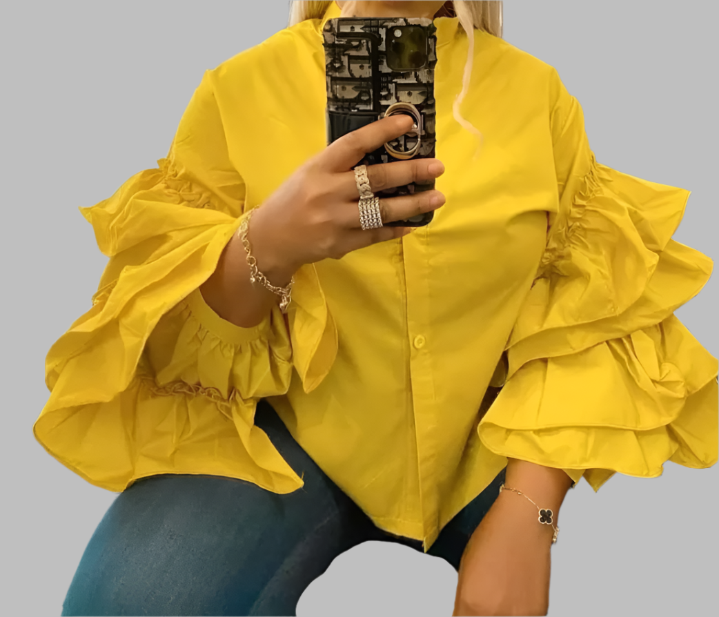long-sleeve blouse with layered ruffle sleeves - Elspet