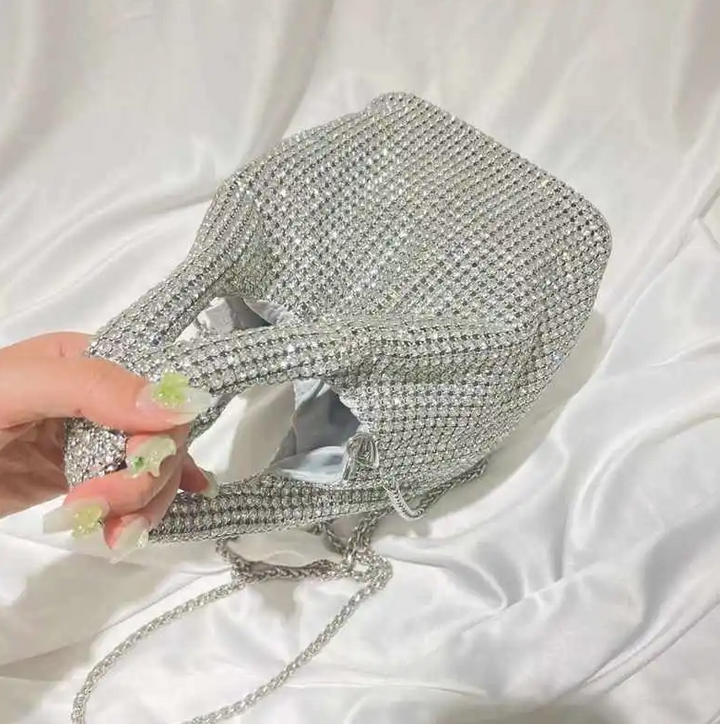 crystal-embellished knotted-handle evening bag - Eromidc