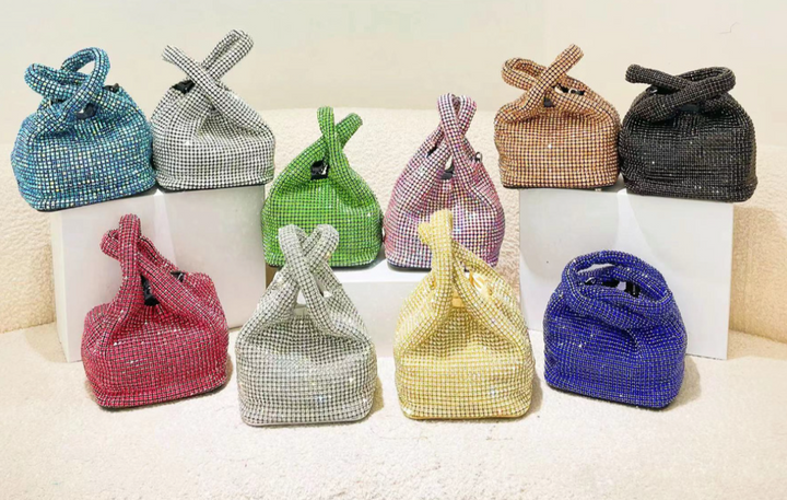crystal-embellished knotted-handle evening bag - Eromidc