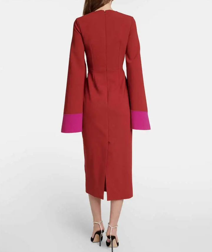 color-block bell-sleeve midi dress – Sherree