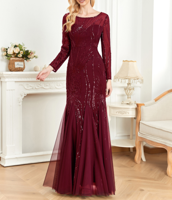 sequined mermaid gown with starburst pattern – ODD- Fistwqh
