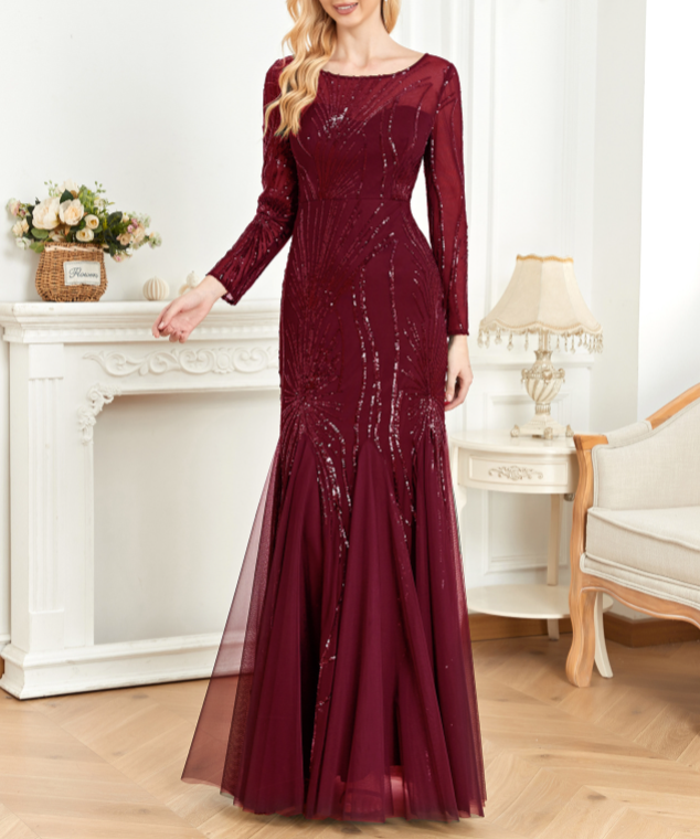 sequined mermaid gown with starburst pattern – ODD- Fistwqh