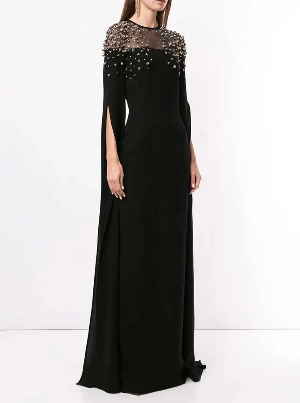 embellished cape-sleeve evening gown – Sherita-1