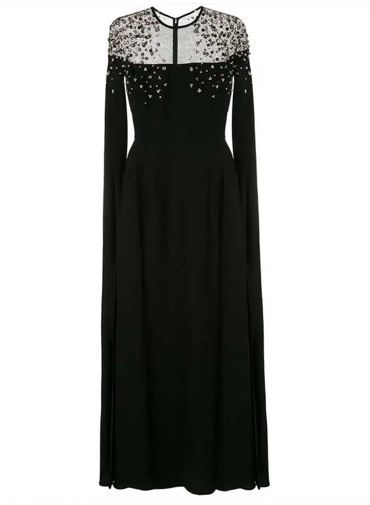 embellished cape-sleeve evening gown – Sherita