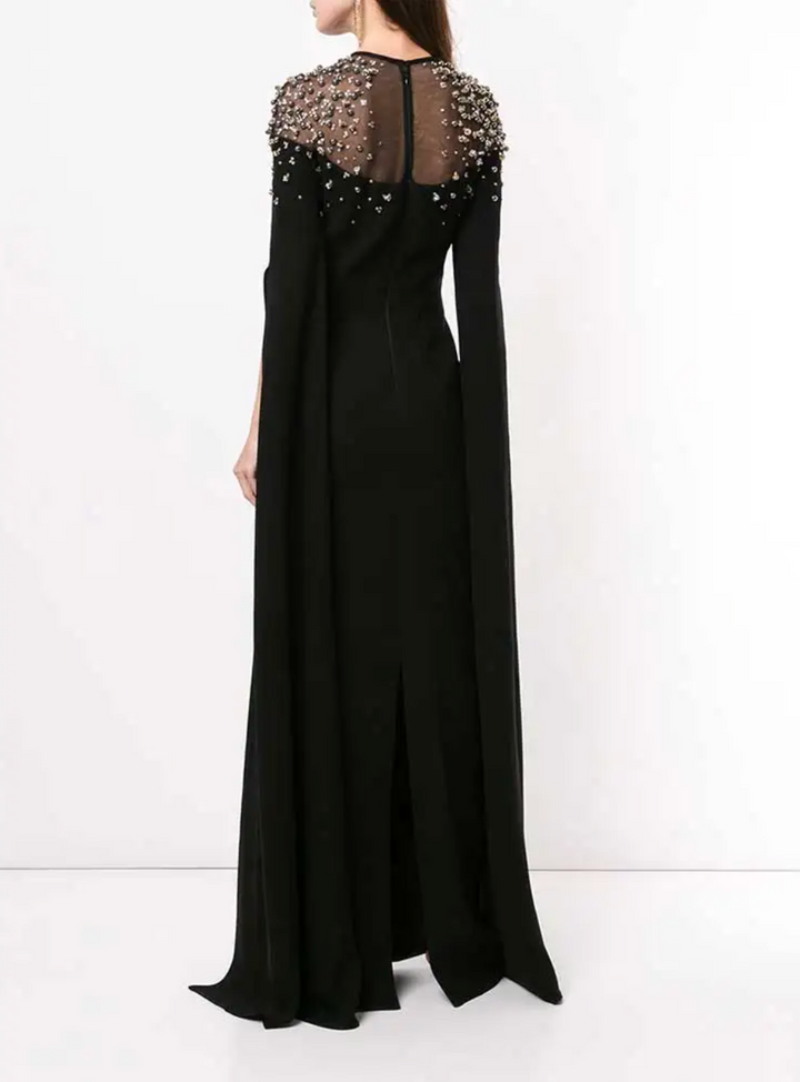 embellished cape-sleeve evening gown – Sherita-1