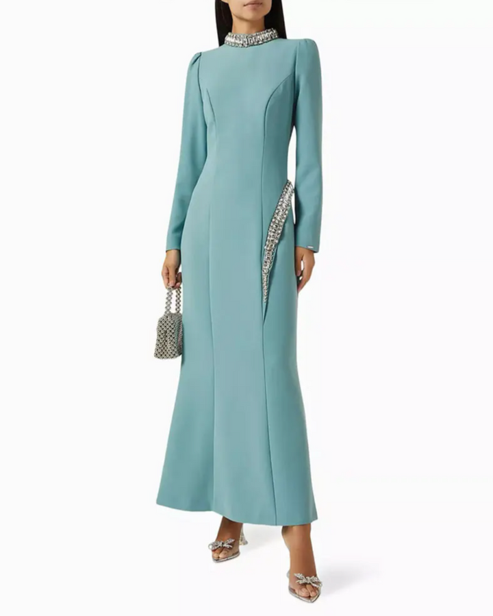 crystal-embellished high-neck gown – Logen-1