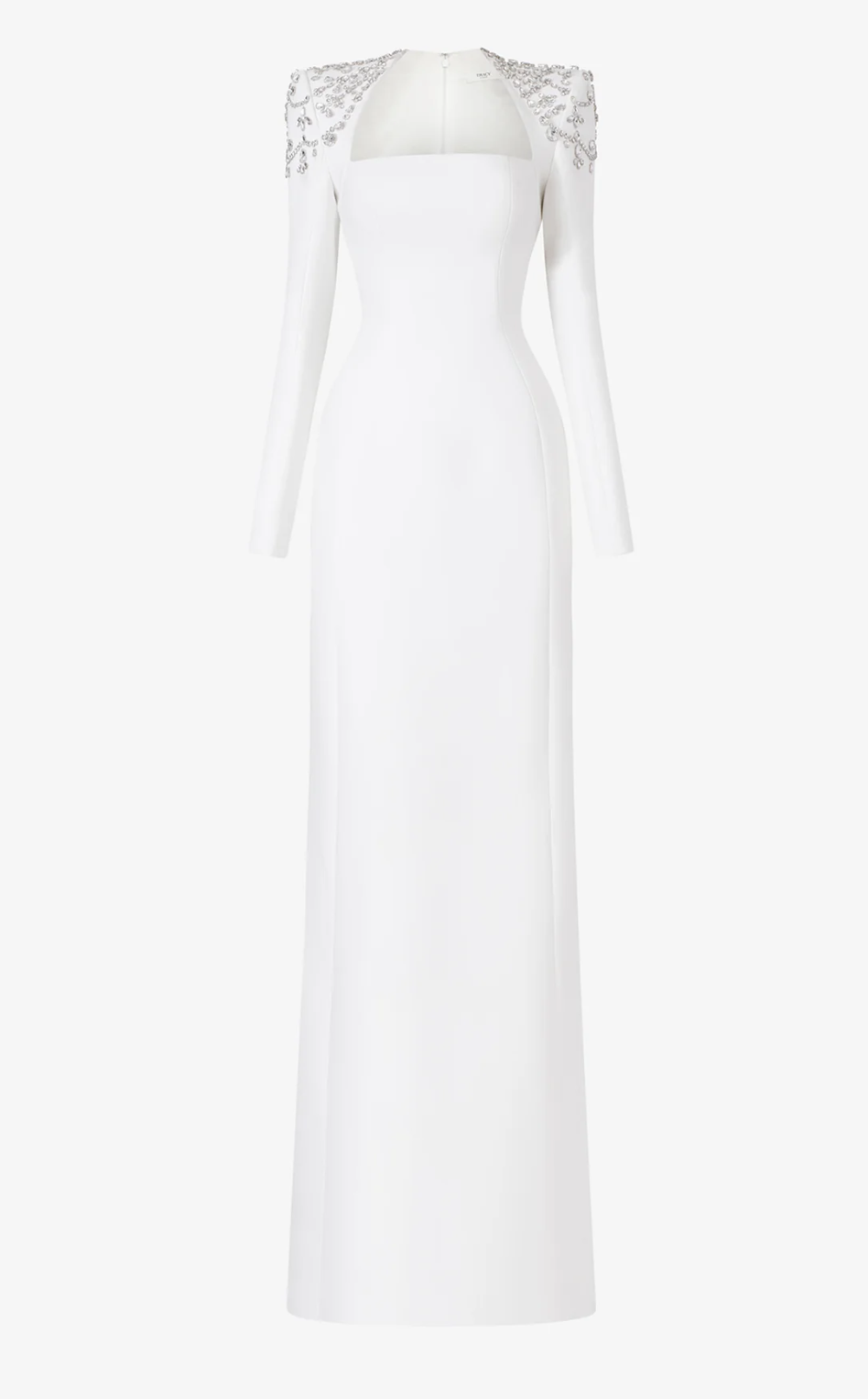 Black column dress with beaded shoulders and long sleeves ODD-Telqo