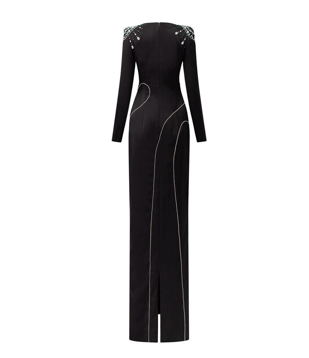 Embellished shoulder gown with curved seaming – Zaslen