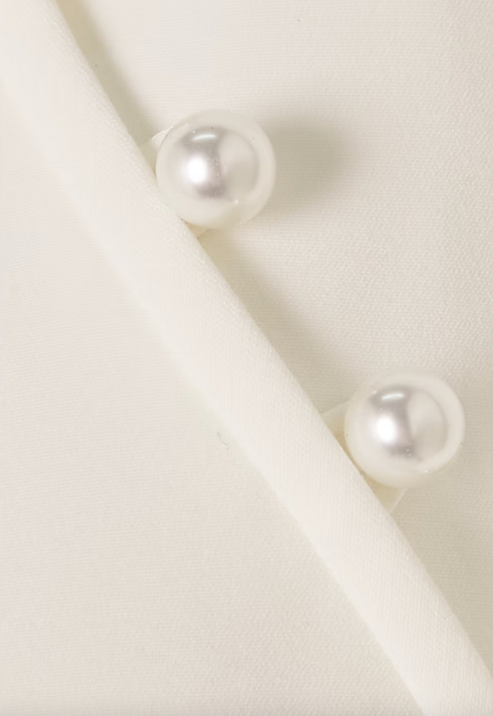 Puff-sleeve gown with pearl shoulder detail – Oljen