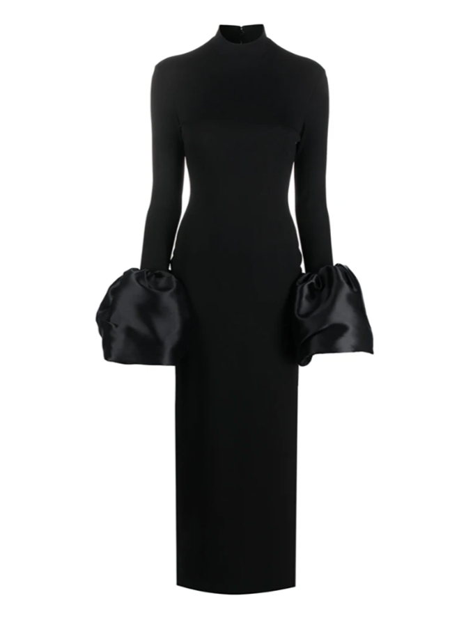 long-sleeve column dress with sculpted satin cuffs - ODD- Josmien