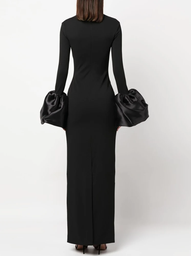 long-sleeve column dress with sculpted satin cuffs - ODD- Josmien