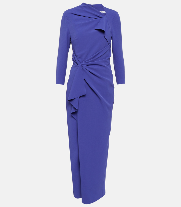Asymmetrically draped dress with front slit - KEVEY