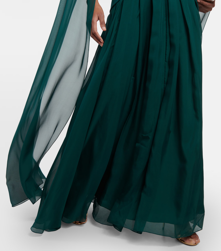 Chiffon cape gown with layered skirt – Nirmen-1