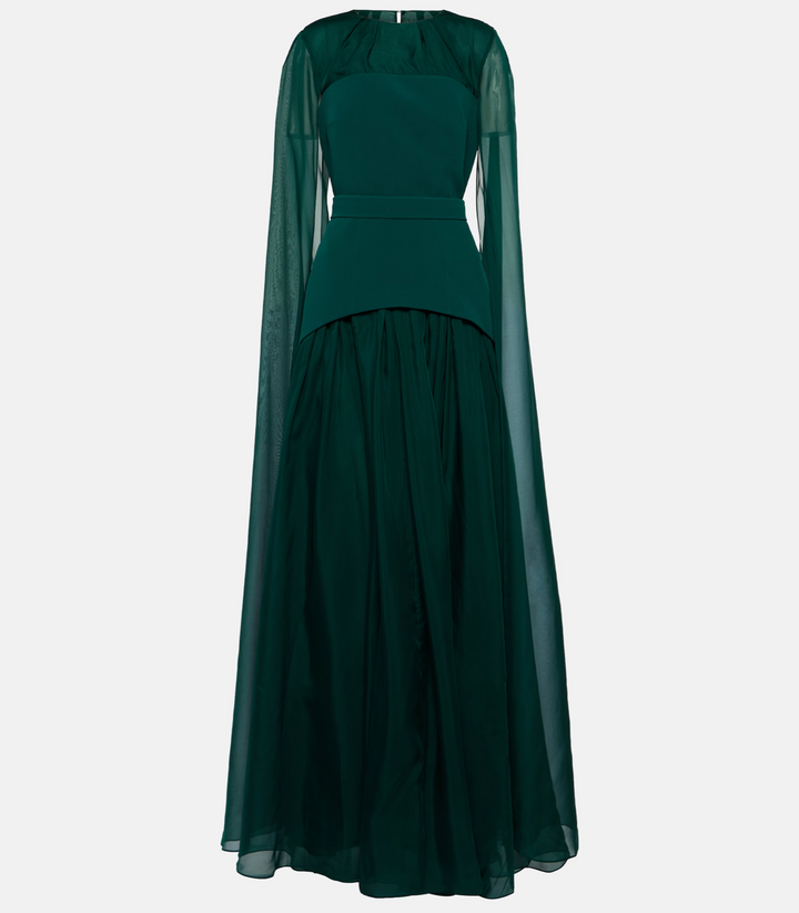 Chiffon cape gown with layered skirt – Nirmen-1