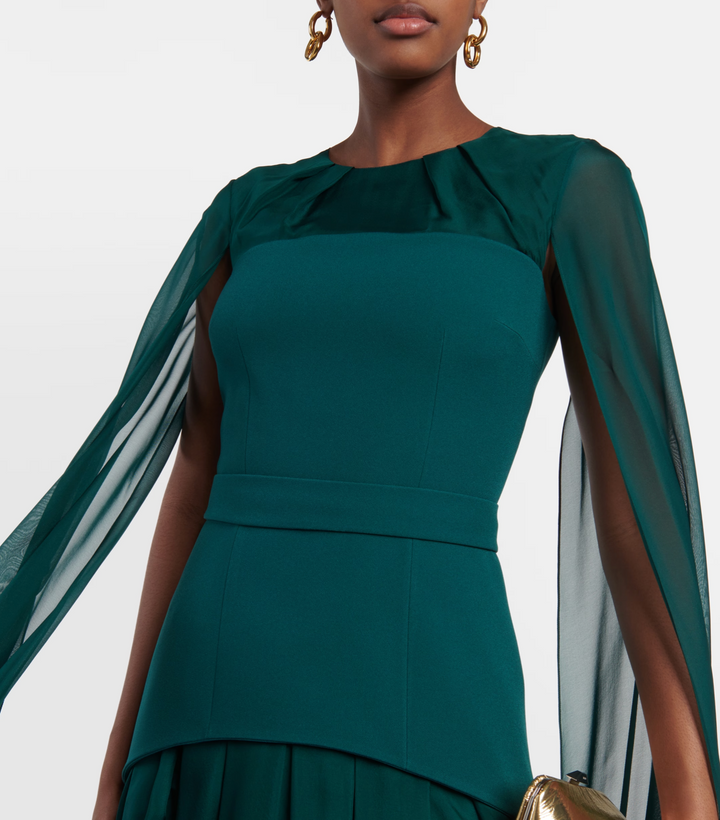 Chiffon cape gown with layered skirt – Nirmen-1
