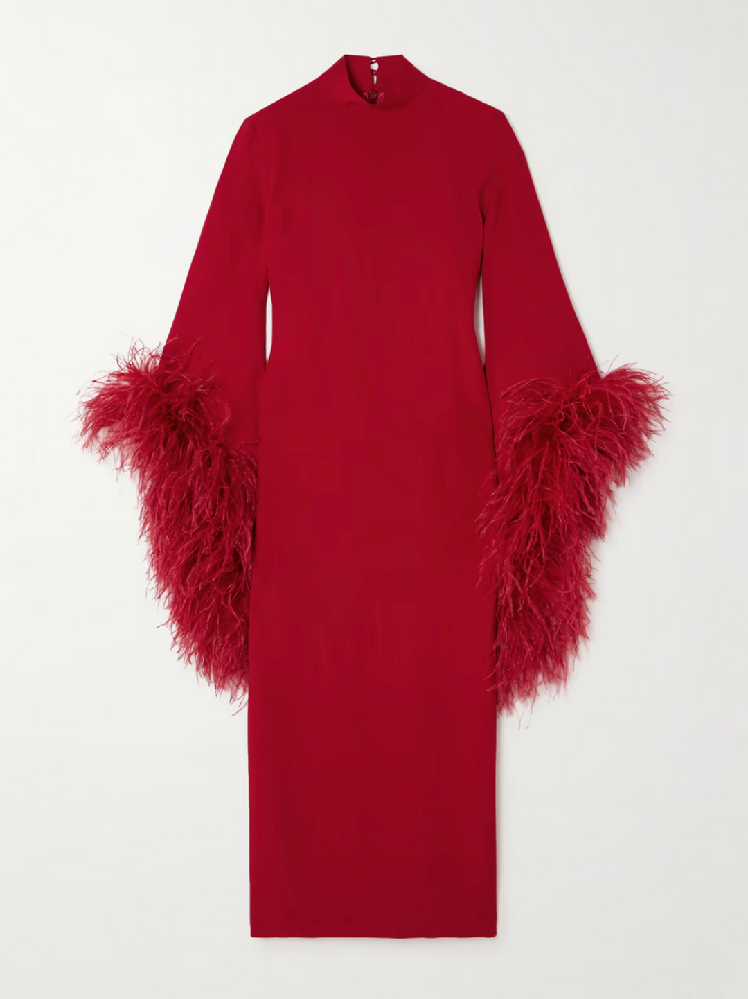 feather-trim midi dress with high neckline – Daale-1