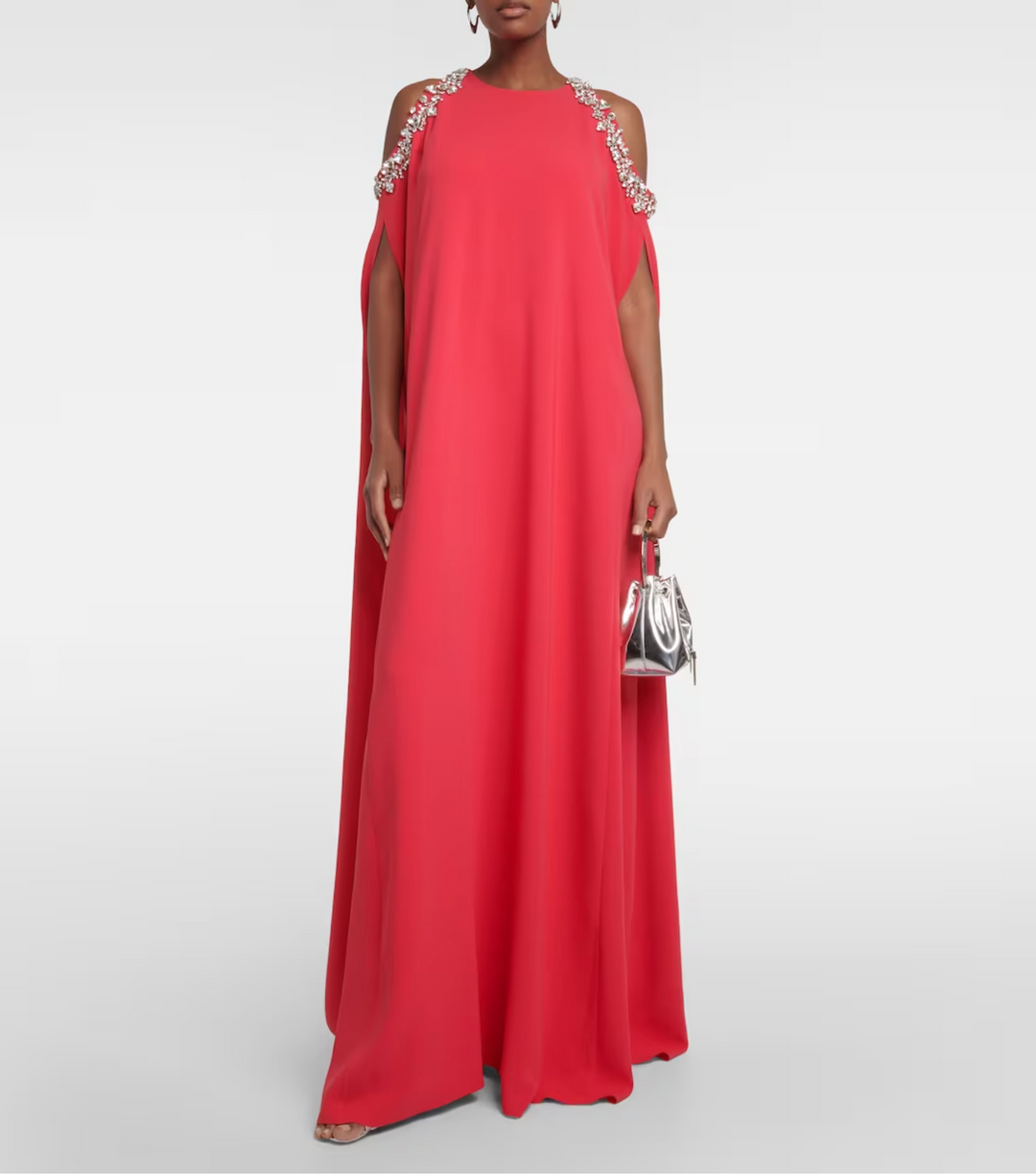 embellished cold-shoulder cape gown – Joriey-1