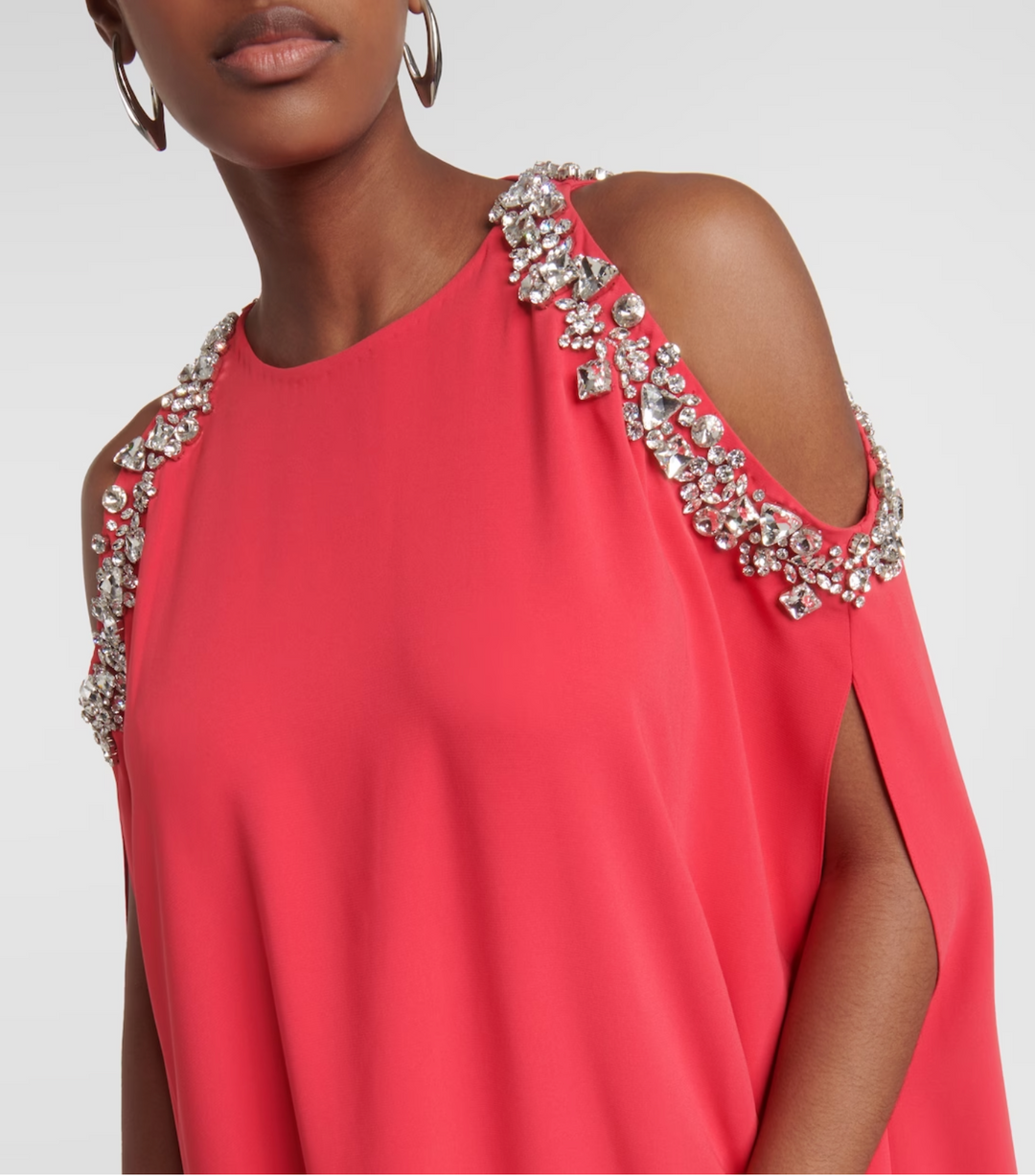 embellished cold-shoulder cape gown – Joriey-1