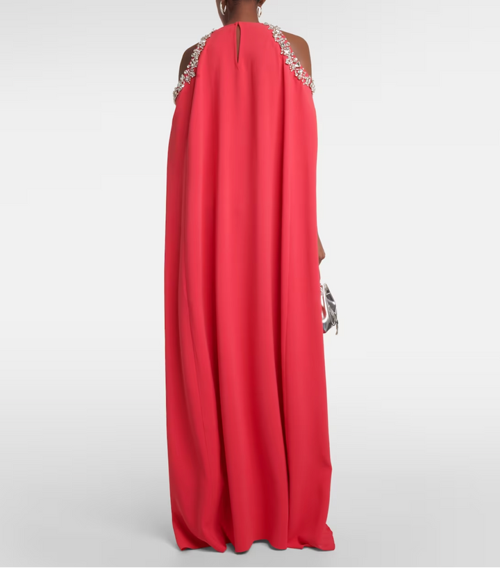 embellished cold-shoulder cape gown – Joriey-1