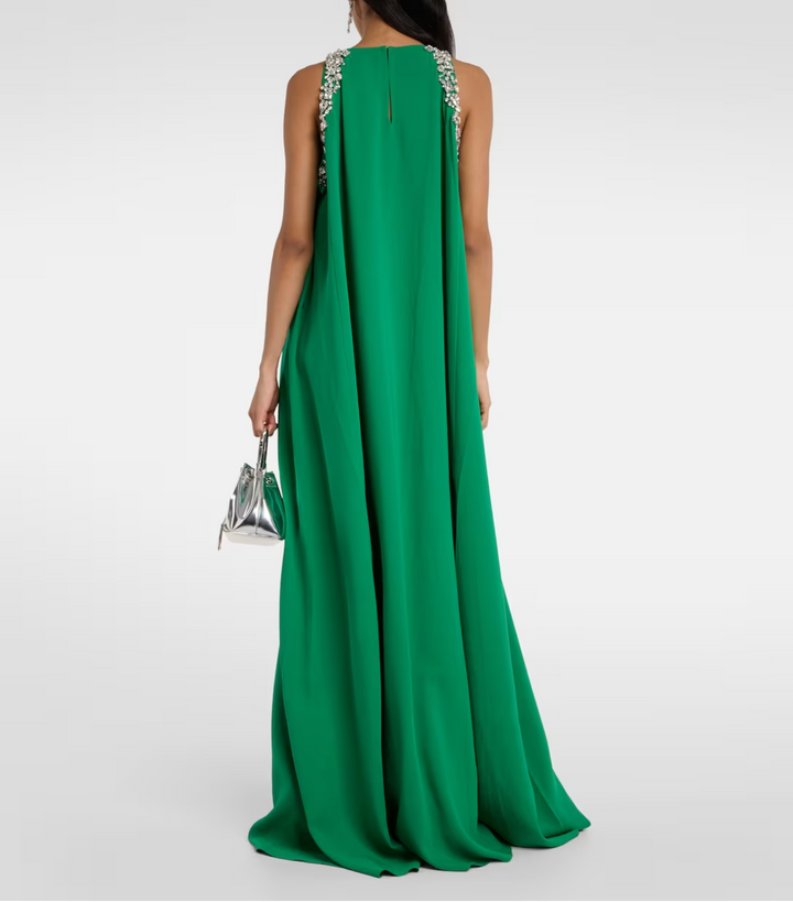 embellished cold-shoulder cape gown – Joriey-1