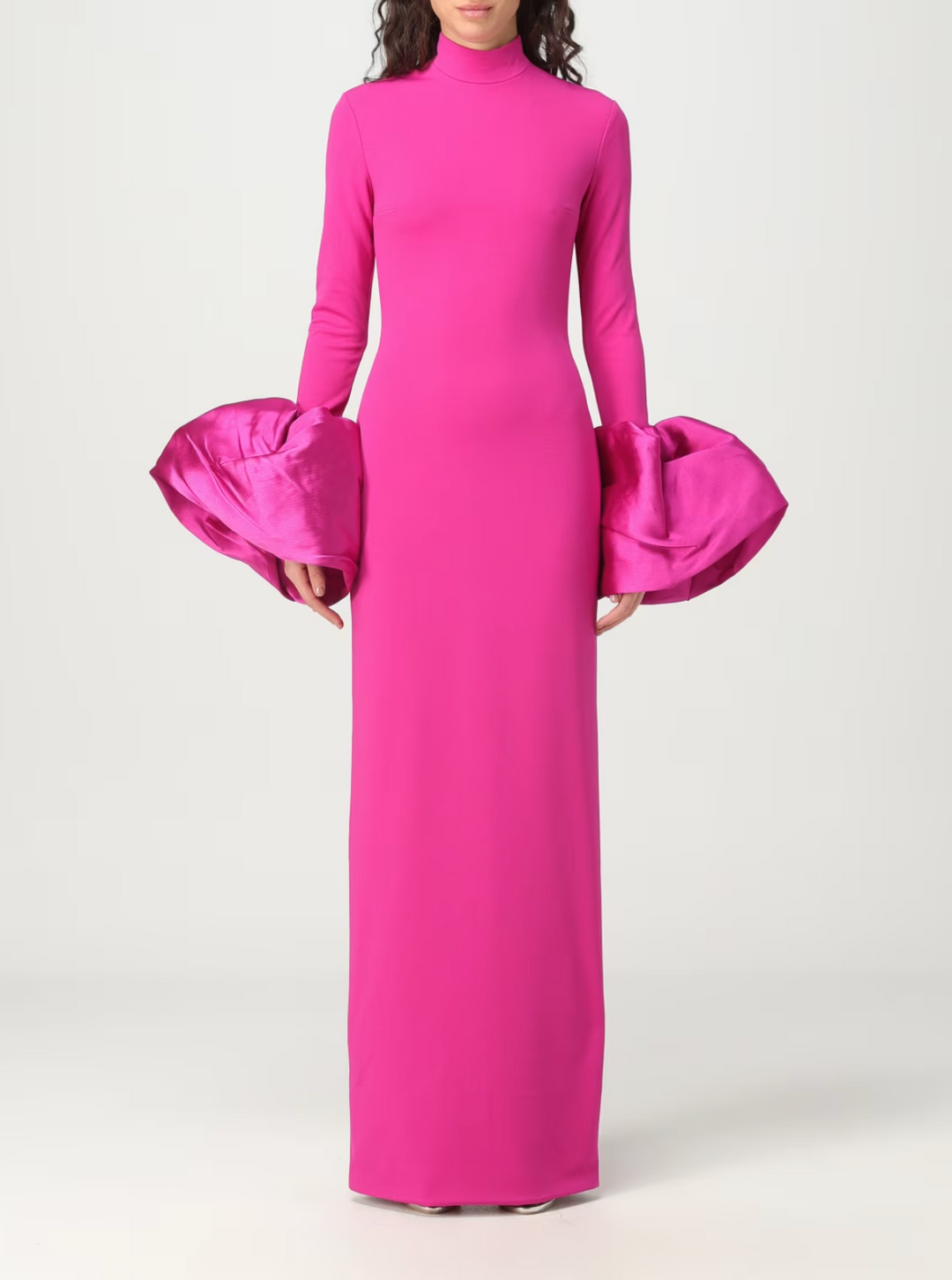 long-sleeve column dress with sculpted satin cuffs - ODD- Josmien