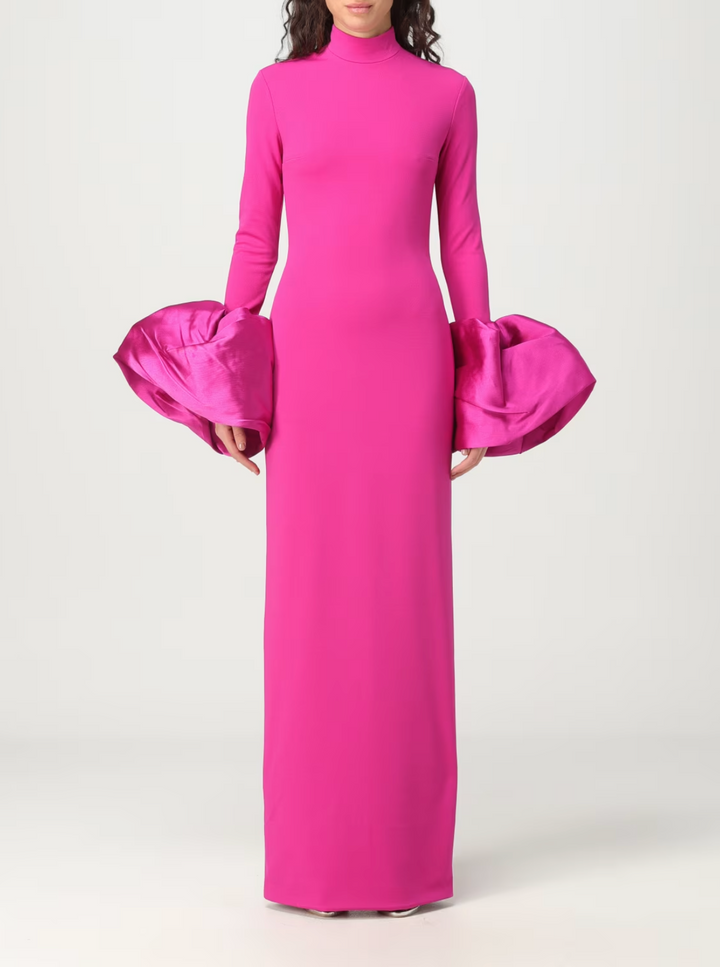 long-sleeve column dress with sculpted satin cuffs - ODD- Josmien
