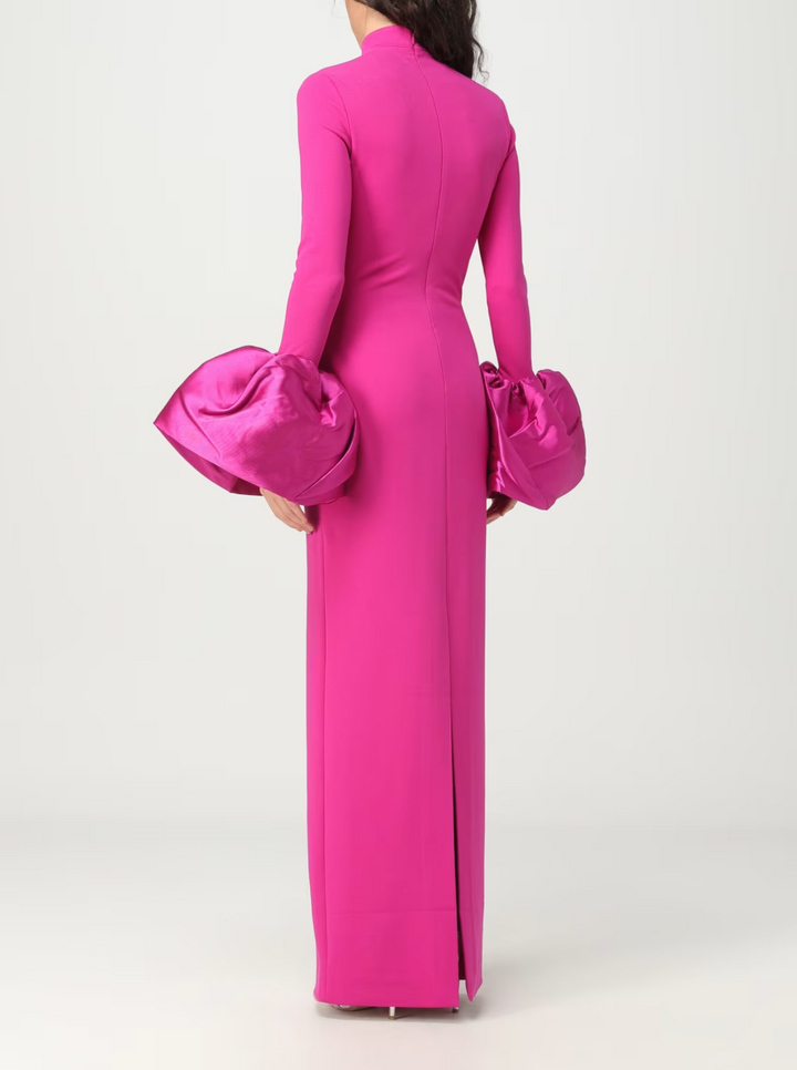 long-sleeve column dress with sculpted satin cuffs - ODD- Josmien