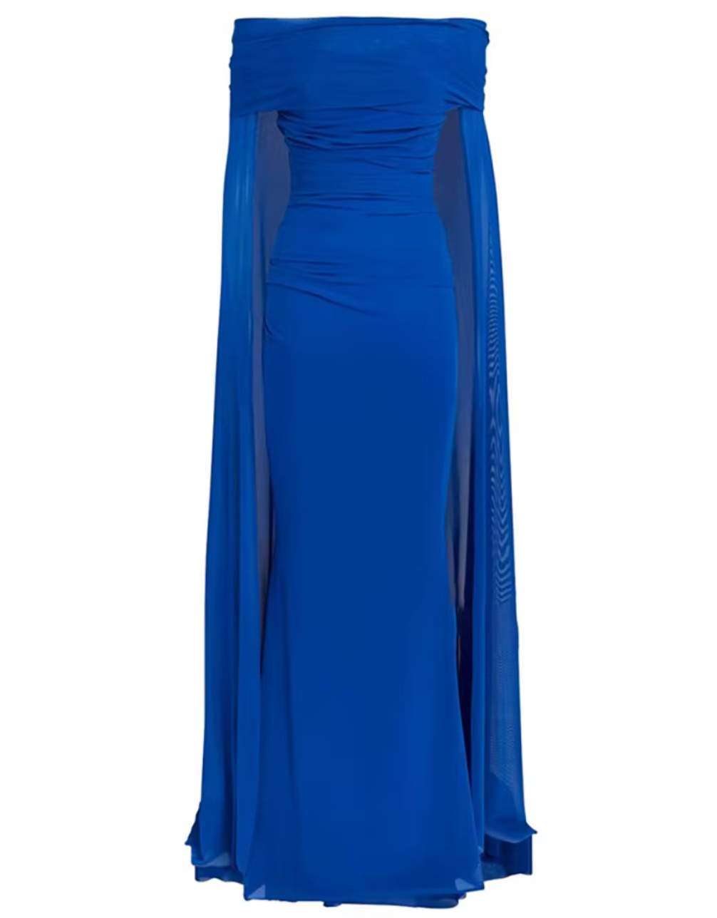 off-shoulder draped cape gown – Noral-1
