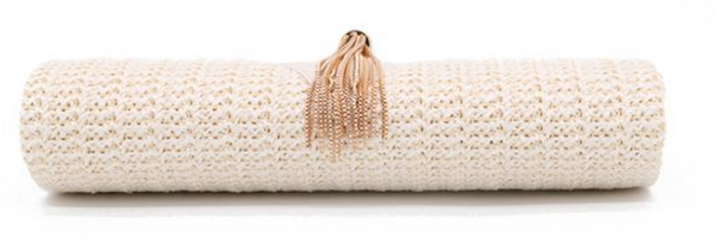 Woven handbag with gold ring handle and tassel detail - Bopi