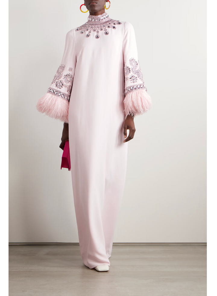 embellished-feather cuff kaftan – Zykeria-1