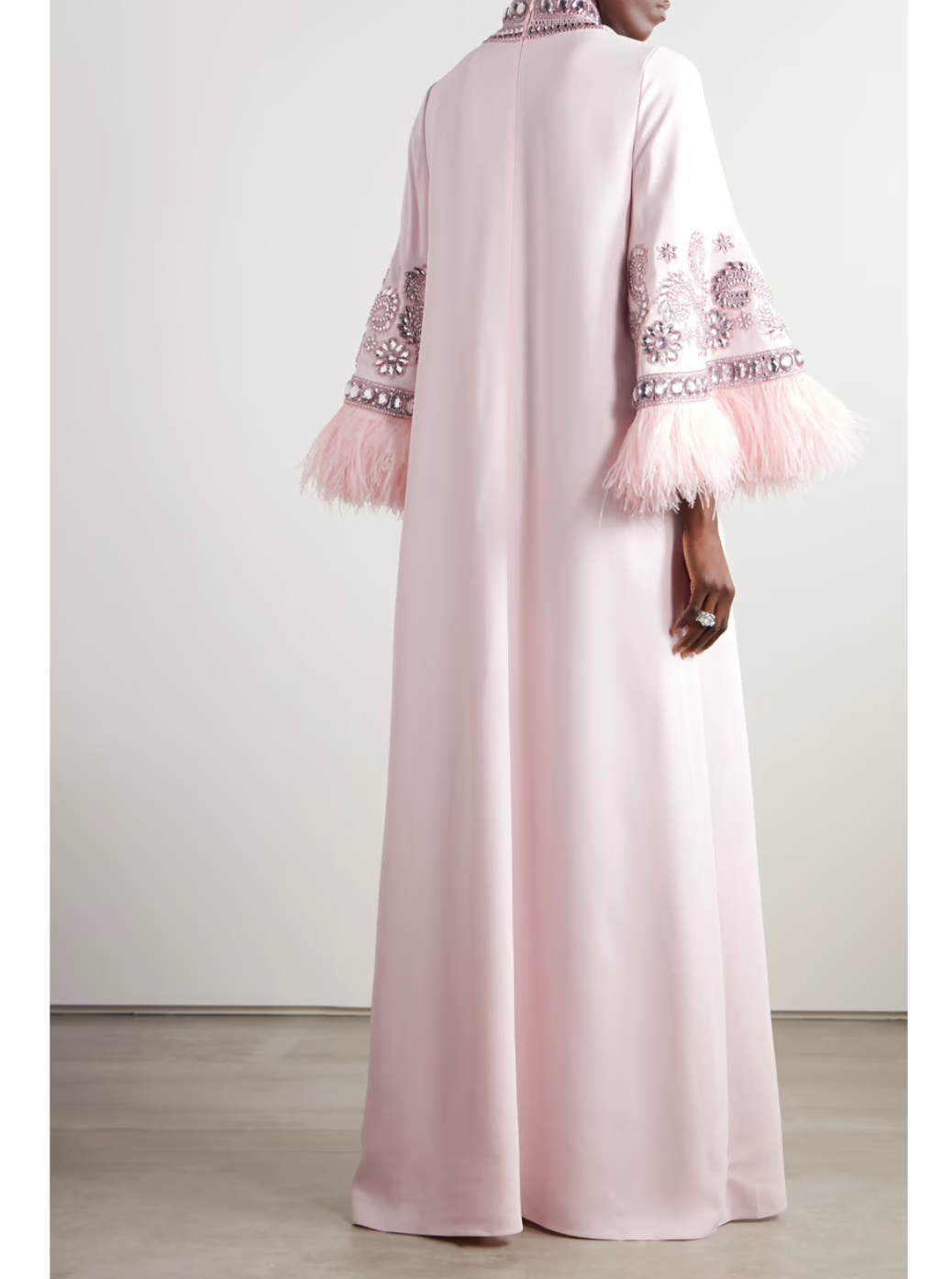 embellished-feather cuff kaftan – Zykeria-1