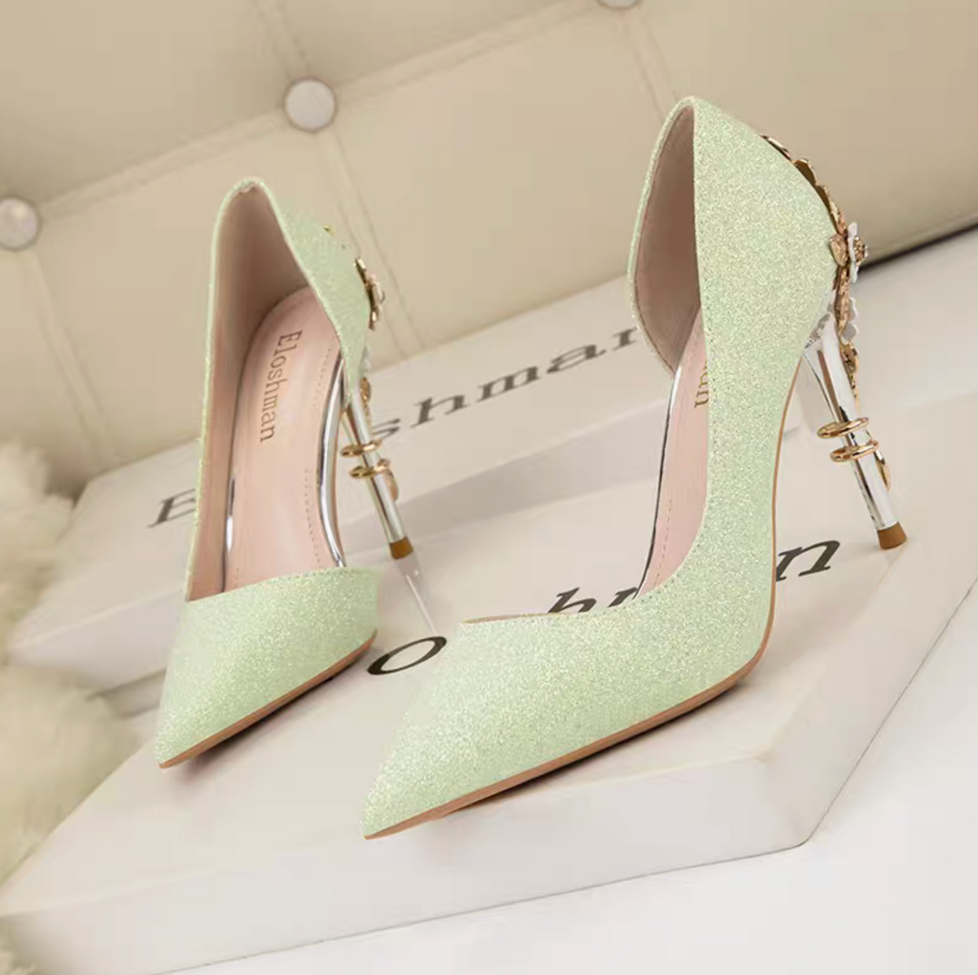 ODD-Classic Stiletto Shoe with Rhinestone Heel