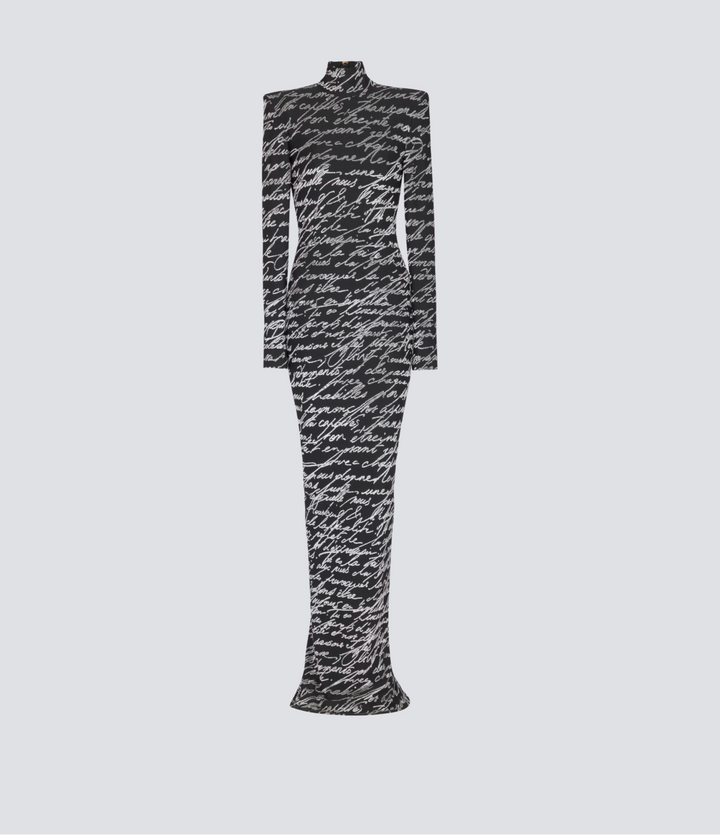 printed bodycon gown with high neck – JOLIAS