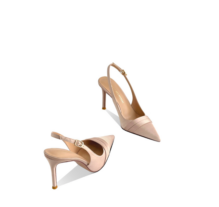 Pointed-Toe Satin Slingback Pumps – ODD- EVELYN