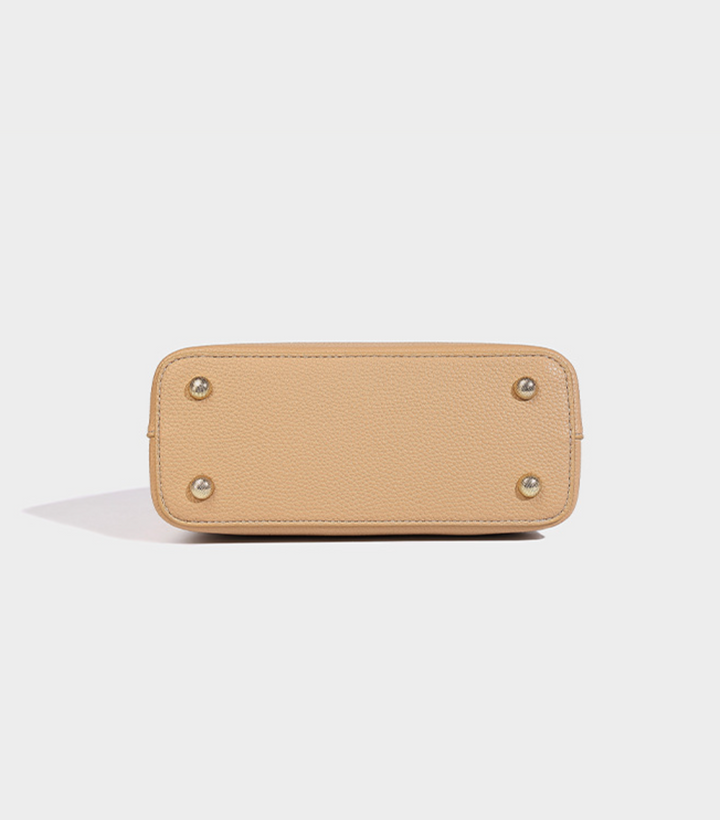 Textured Leather Handbag with Gold Push-Lock – NOVIR