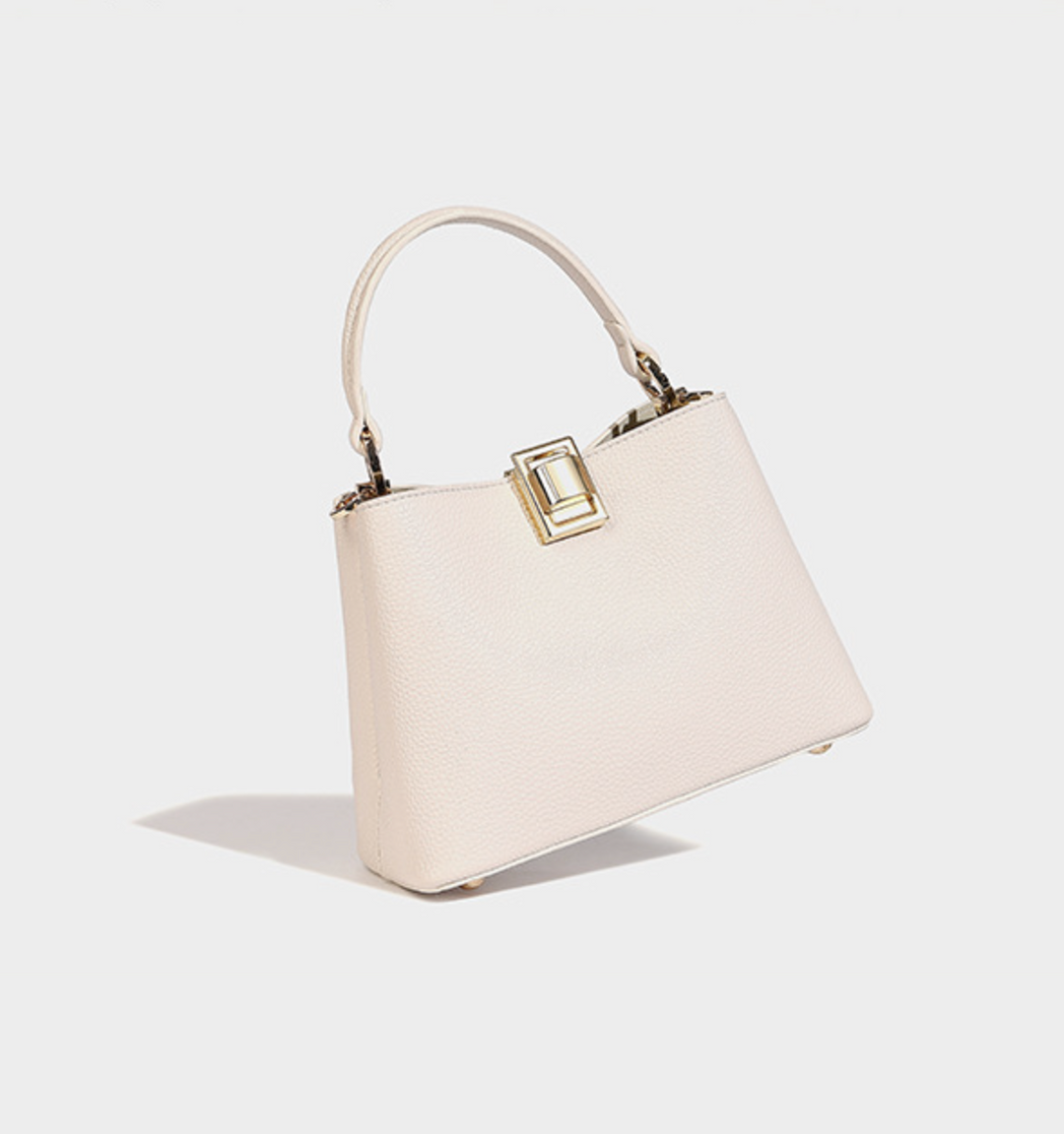 Textured Leather Handbag with Gold Push-Lock – NOVIR