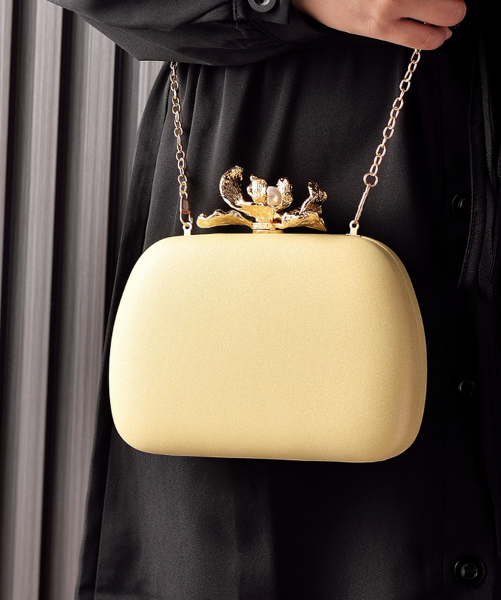 Velvet Box Clutch with Gold Orchid Clasp – LUNIE