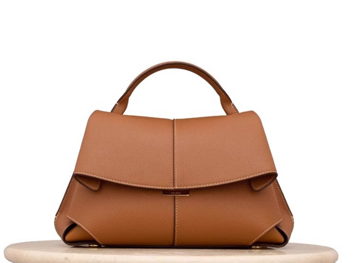 folded flap leather top-handle bag – VERA