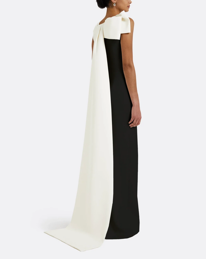 sleeveless column gown with contrast train – NOILF-1