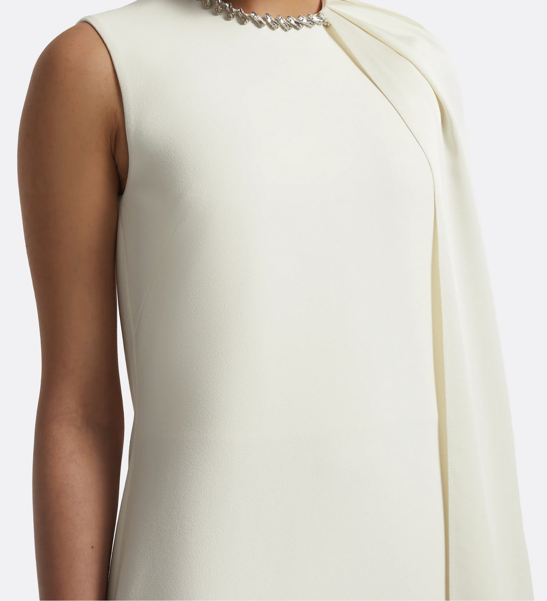 sleeveless cape gown with crystal neckline – IVORS-1