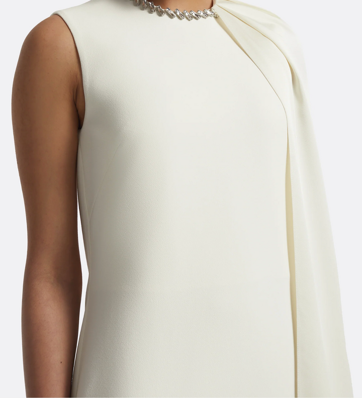 sleeveless cape gown with crystal neckline – IVORS-1