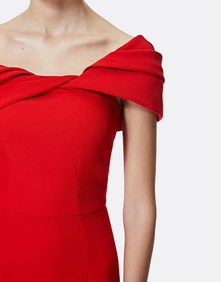 off-shoulder mermaid gown with sculpted neckline fold – SCARLETTA