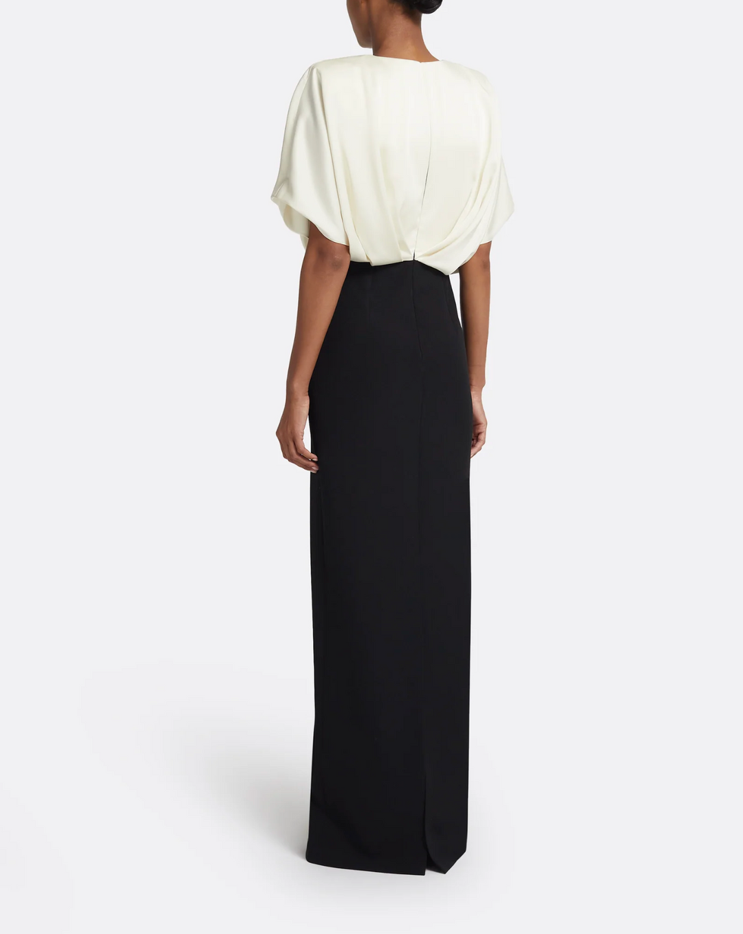 two-tone column gown with pleated blouson top – OPHELIA-1