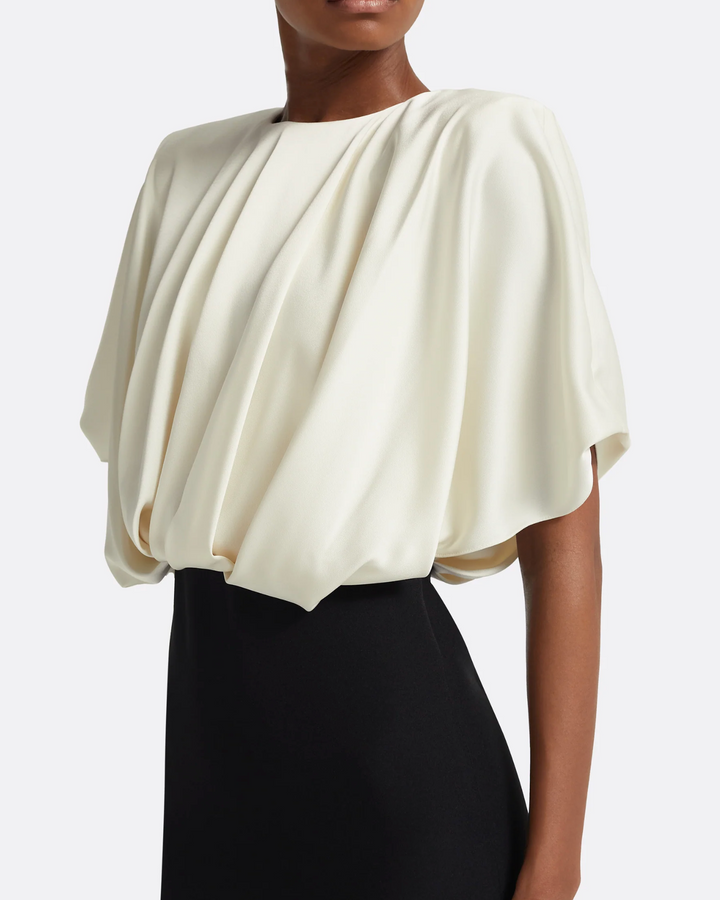 two-tone column gown with pleated blouson top – OPHELIA-1