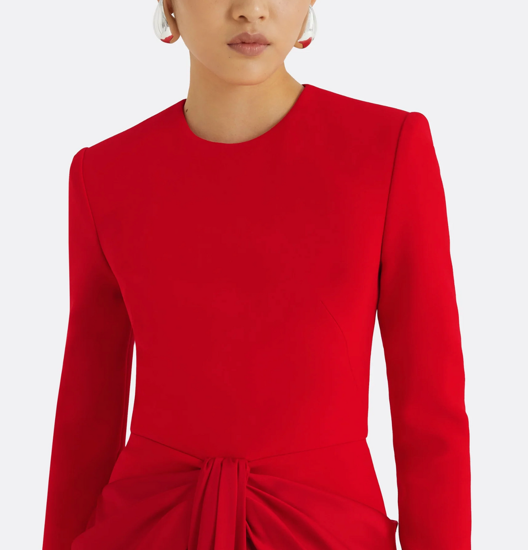 long-sleeve gown with front draped knot – RUBY