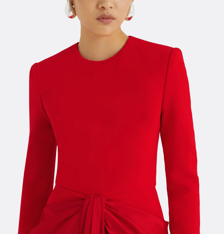 long-sleeve gown with front draped knot – RUBY-1