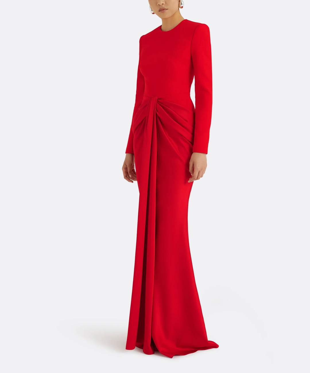 long-sleeve gown with front draped knot – RUBY-1